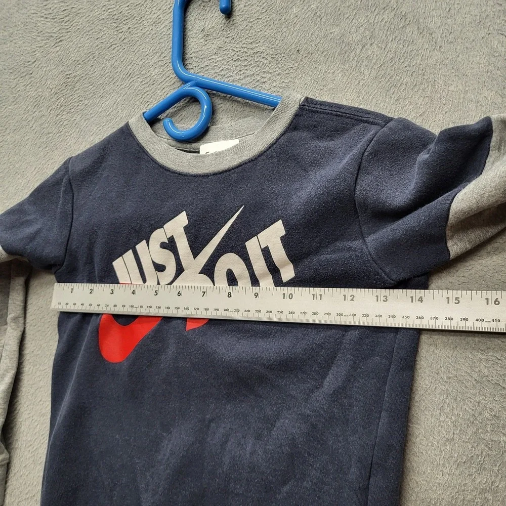 Nike Boys‎ Sweatshirt 6 M 110-116CM 5-6YRS Navy Colorblock Just Do It Logo Long